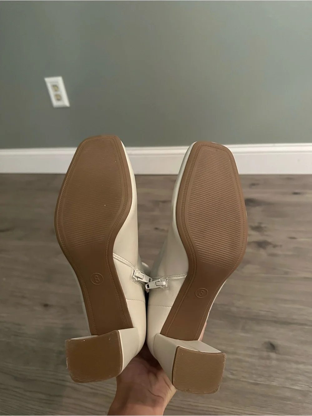 Target White Faux-Leather Square Toe Ankle Boots